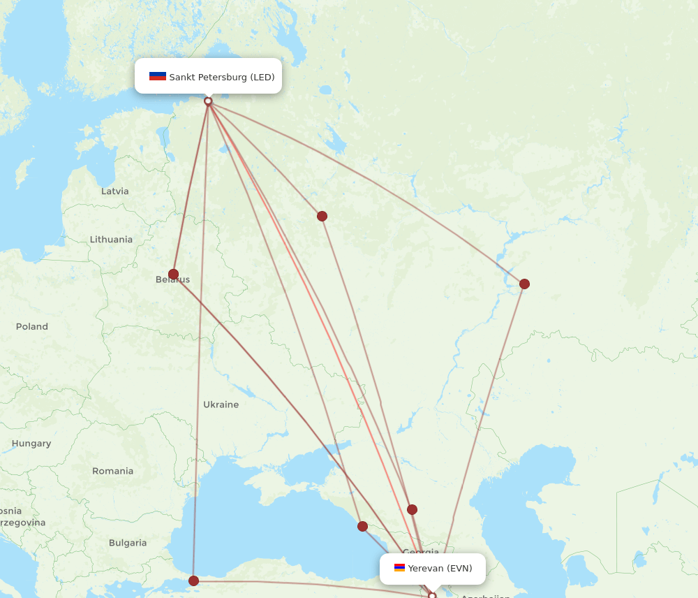 EVN-LED flight routes