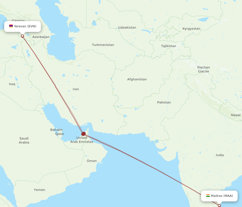 EVN-MAA flight routes