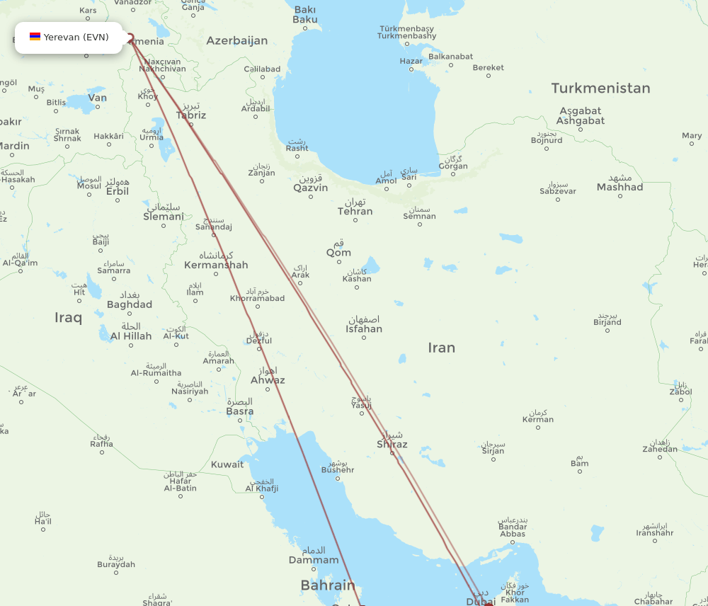EVN-MCT flight routes