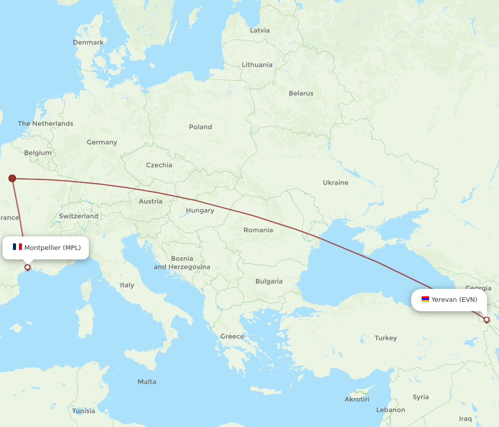 EVN-MPL flight routes