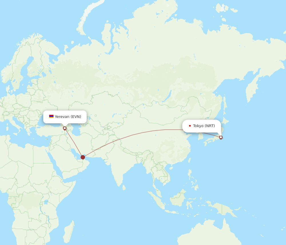EVN-NRT flight routes