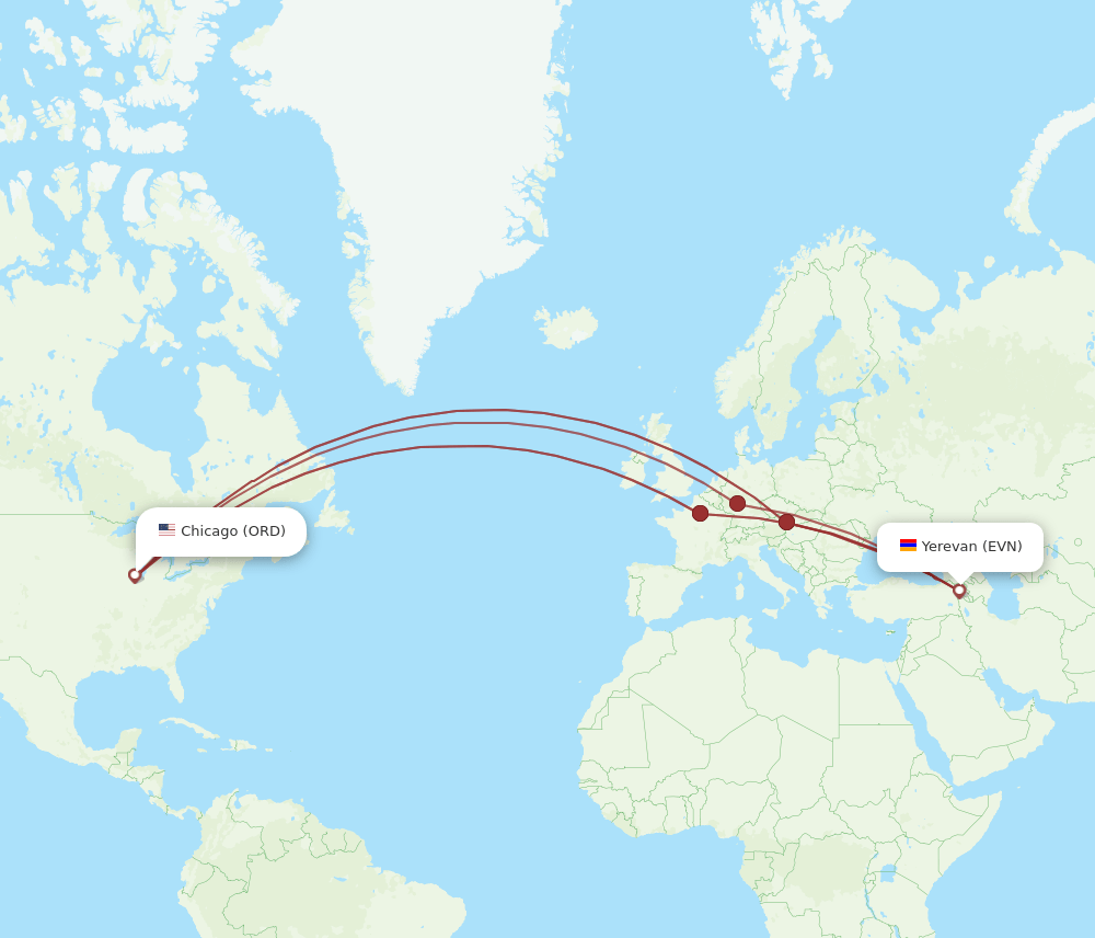 EVN-ORD flight routes