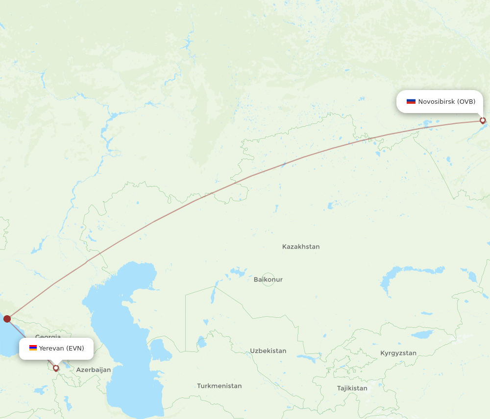 EVN-OVB flight routes