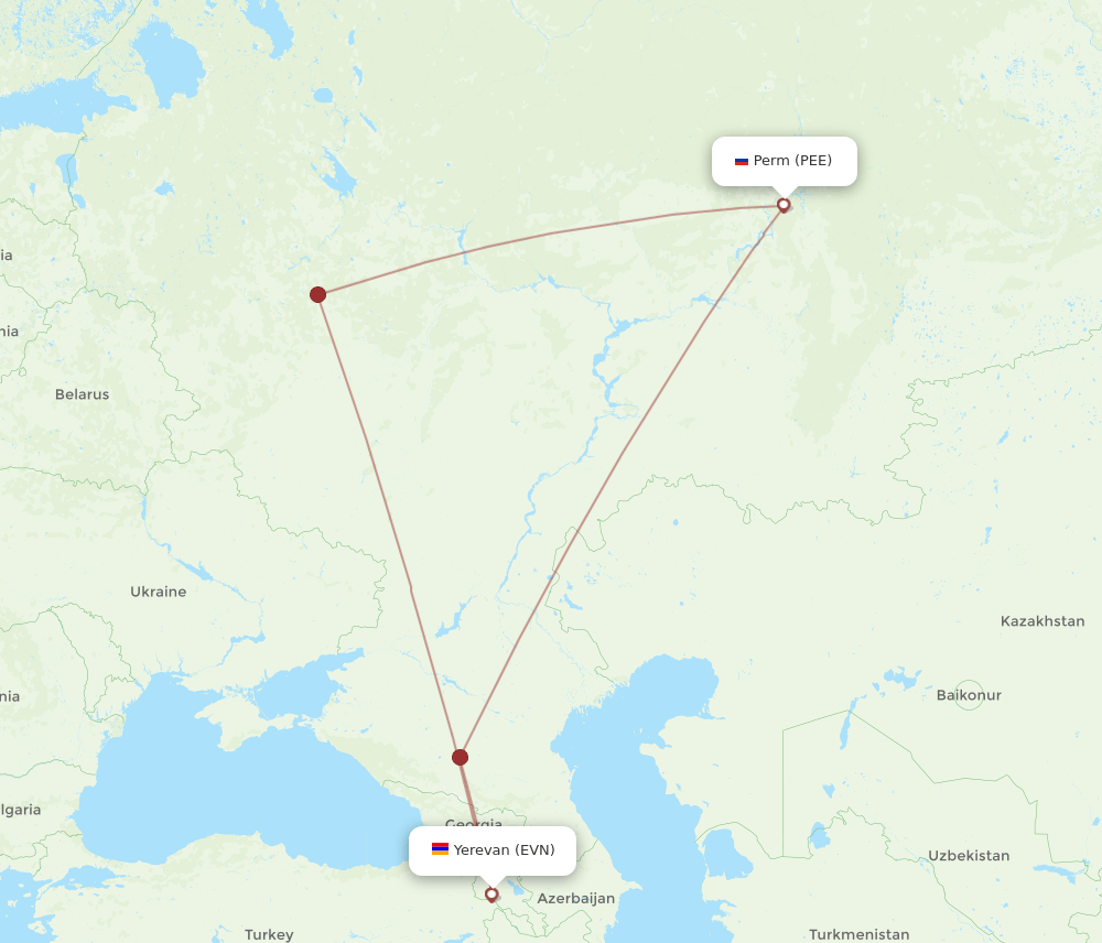 EVN to PEE flights and routes map