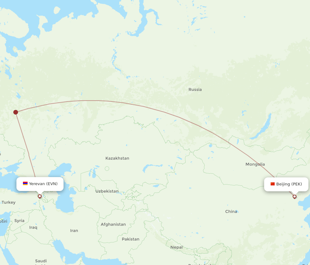 EVN-PEK flight routes
