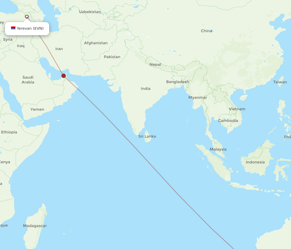 EVN-PER flight routes