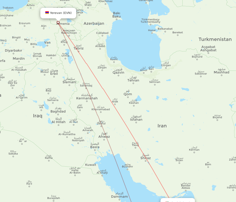 EVN-SHJ flight routes