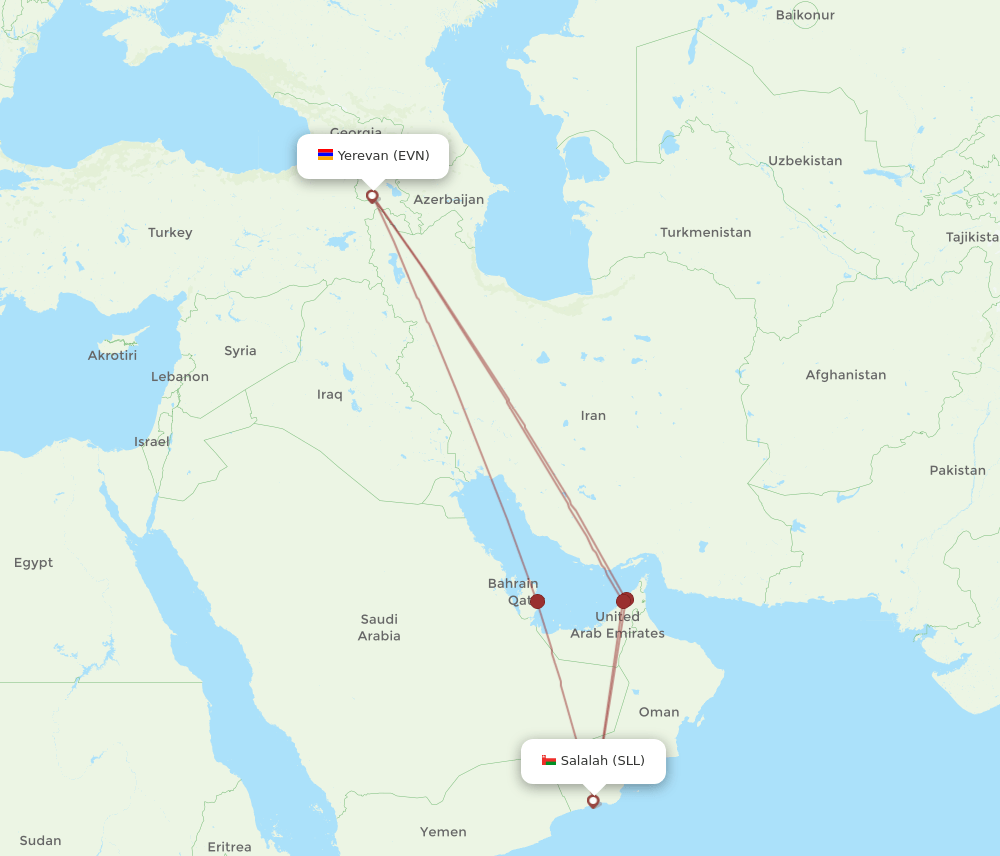 EVN-SLL flight routes