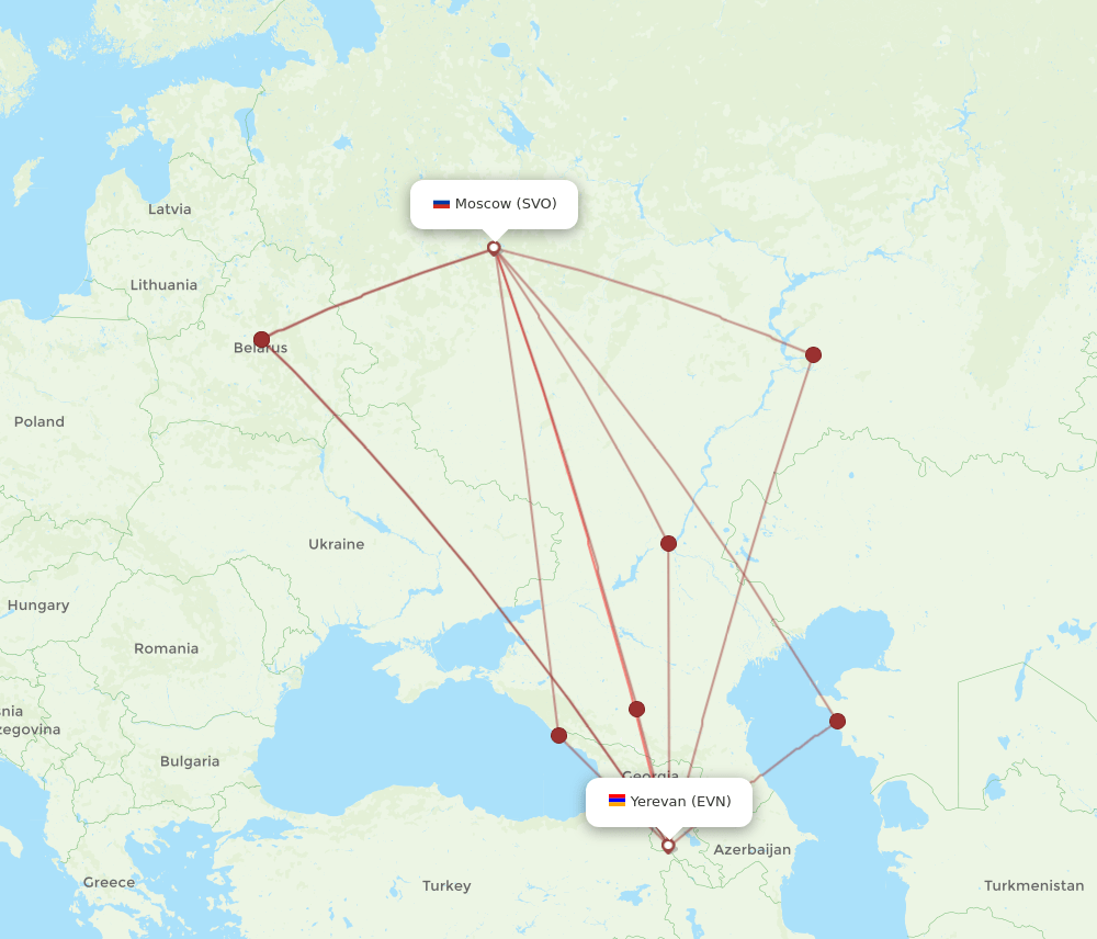 EVN-SVO flight routes