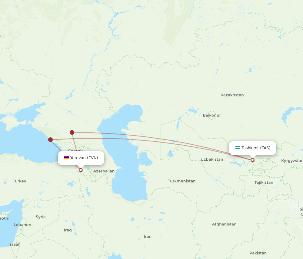 EVN-TAS flight routes