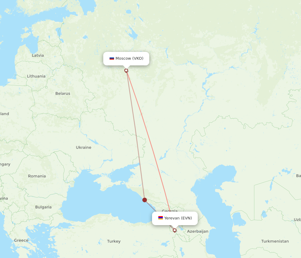EVN-VKO flight routes