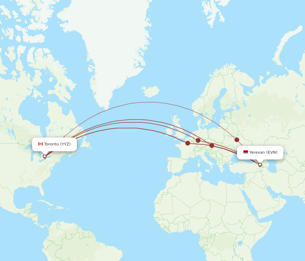 EVN-YYZ flight routes