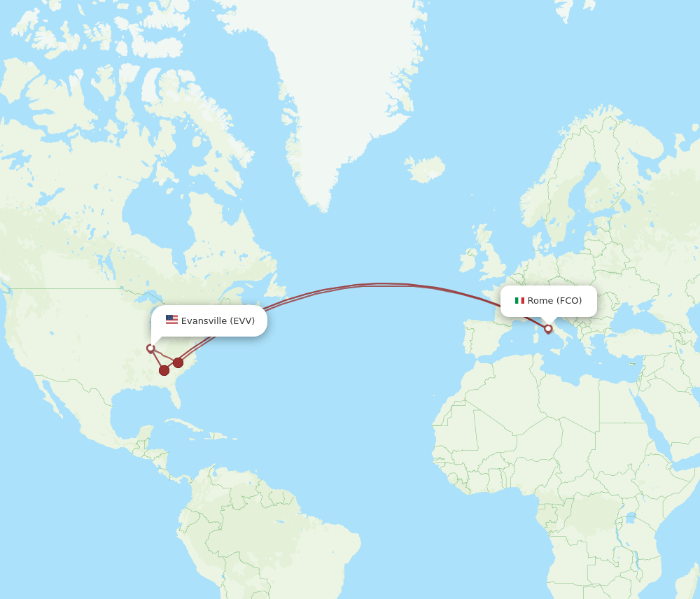 EVV-FCO flight routes