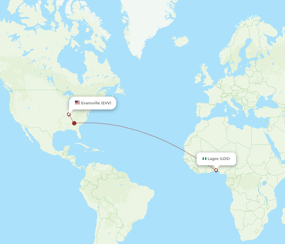 EVV-LOS flight routes
