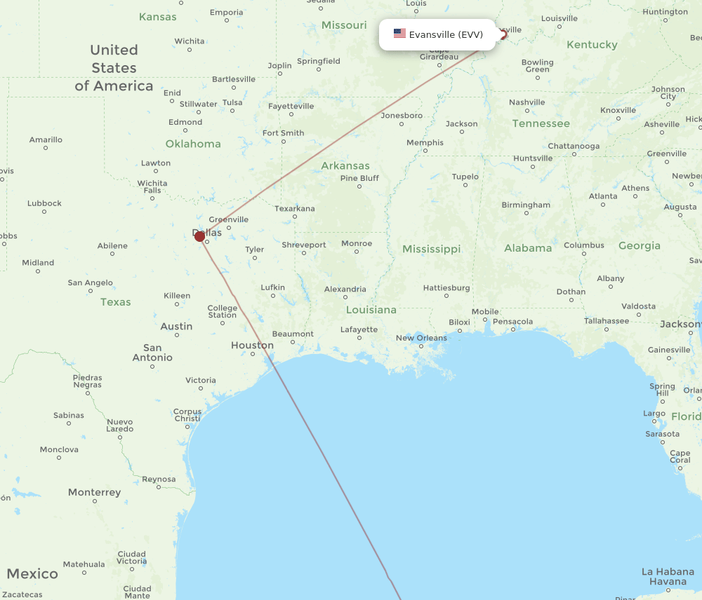 EVV-MID flight routes