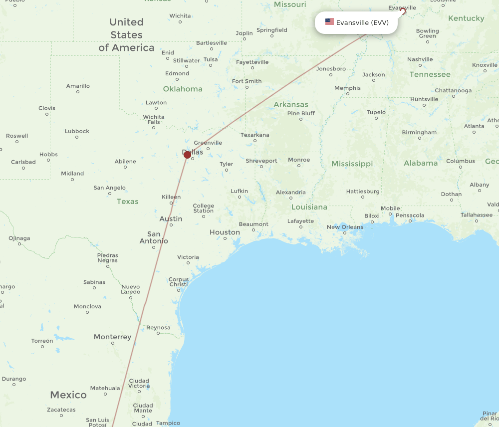 EVV-MLM flight routes