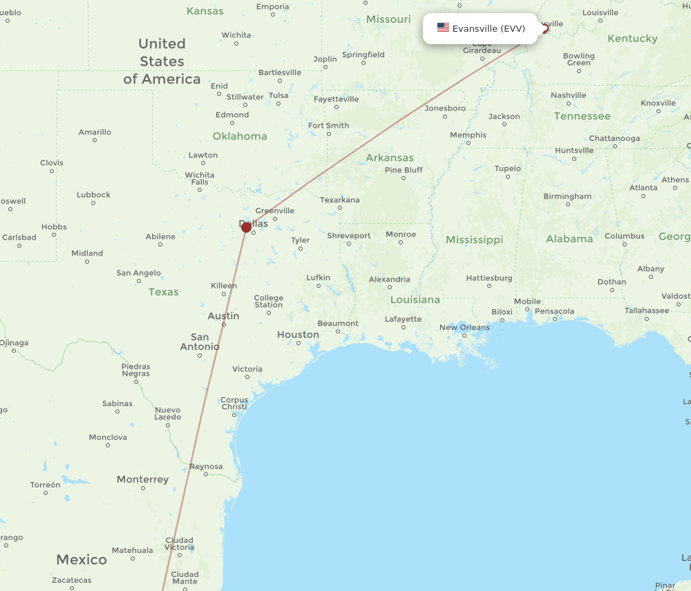 EVV-QRO flight routes