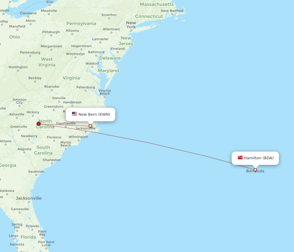 EWN-BDA flight routes