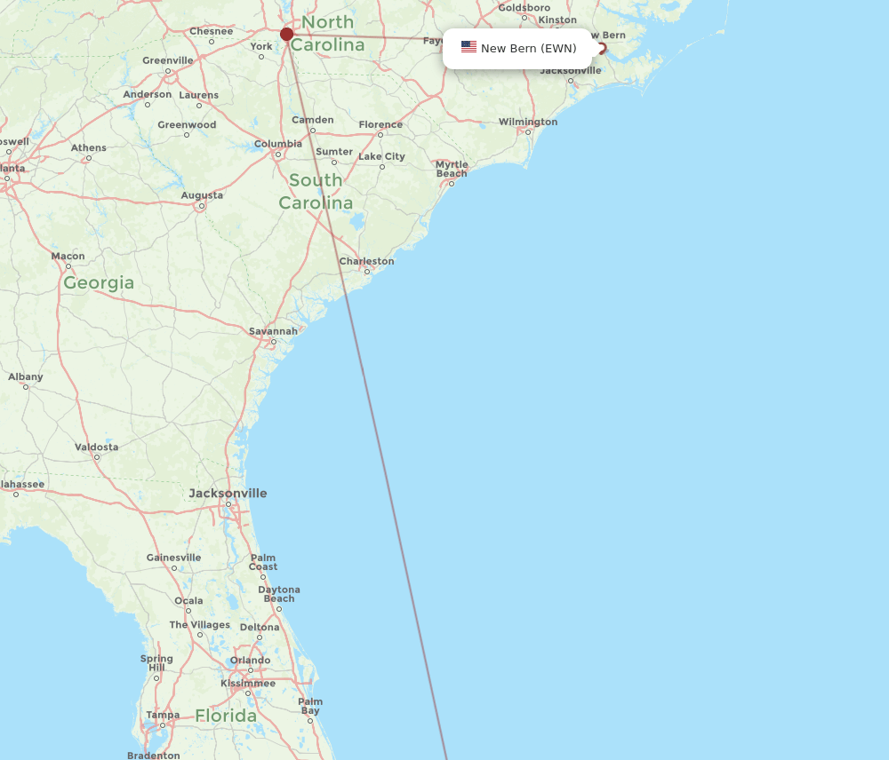 EWN-FPO flight routes