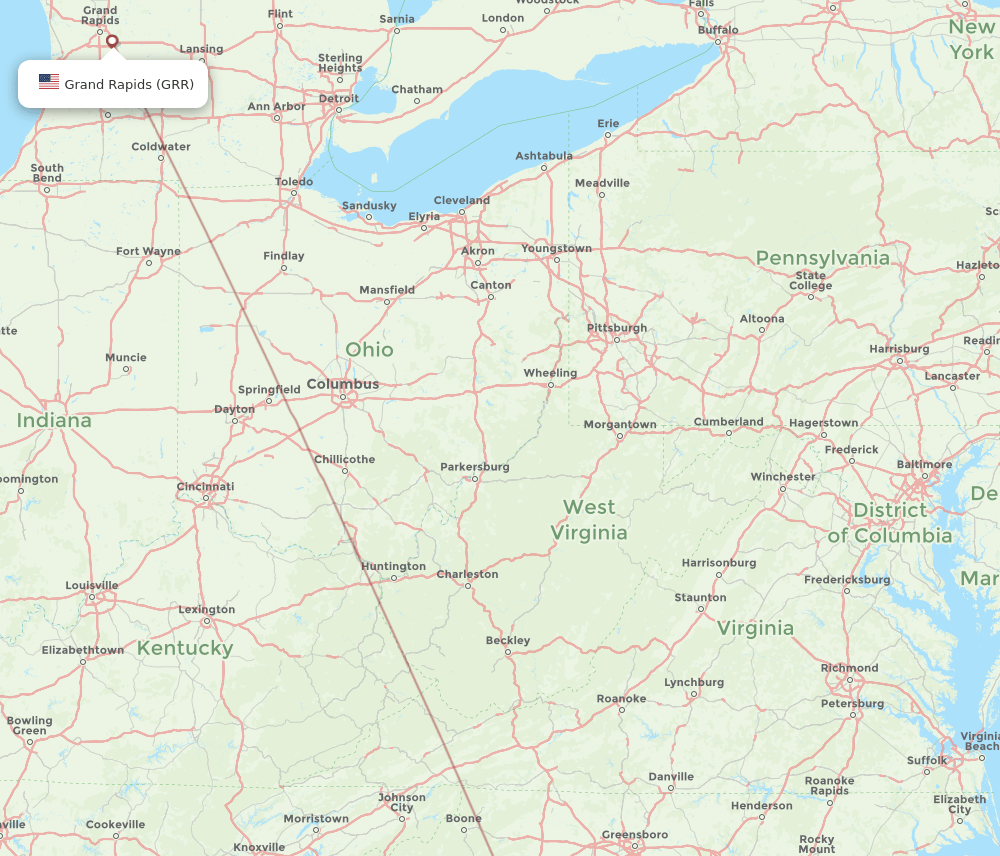 EWN-GRR flight routes