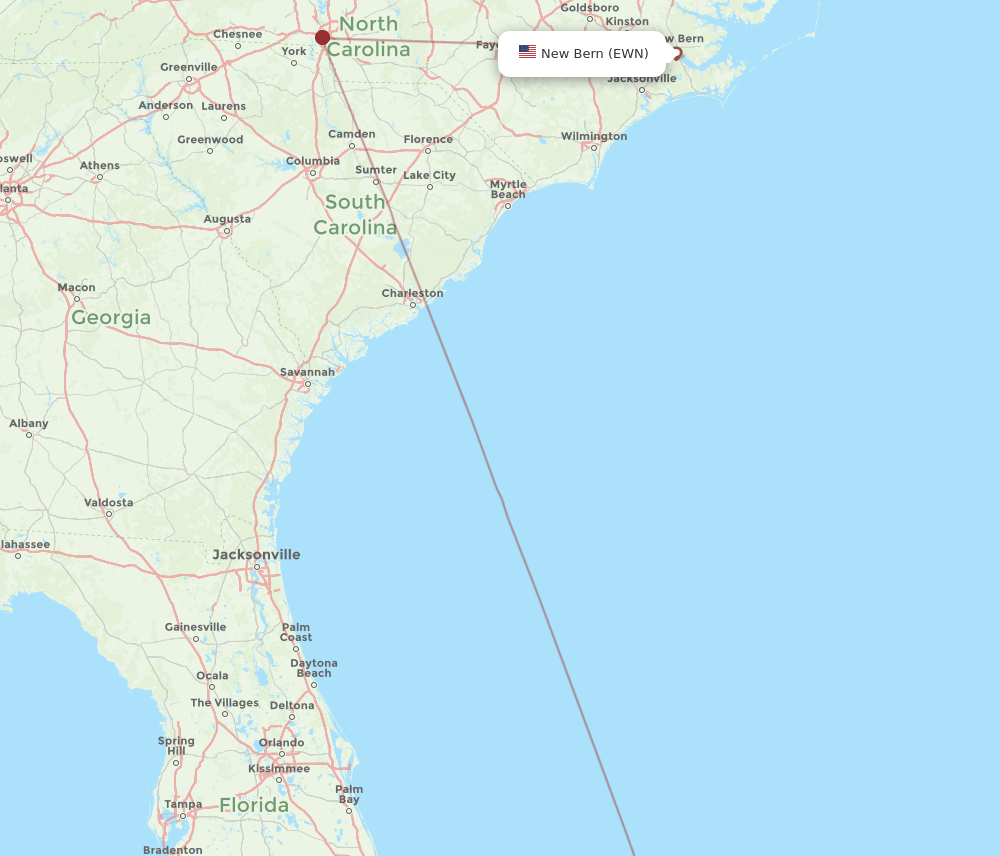 EWN-MHH flight routes