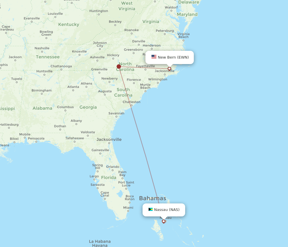 EWN-NAS flight routes