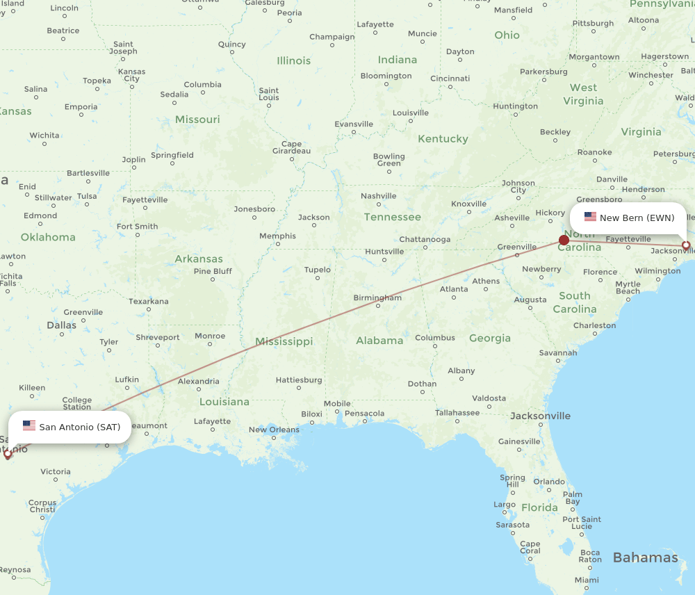 Direct Flights From New Bern Nc Flights from New Bern to San Antonio, EWN to SAT - Flight Routes