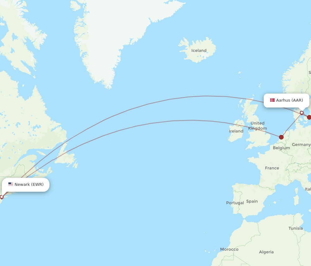 EWR-AAR flight routes
