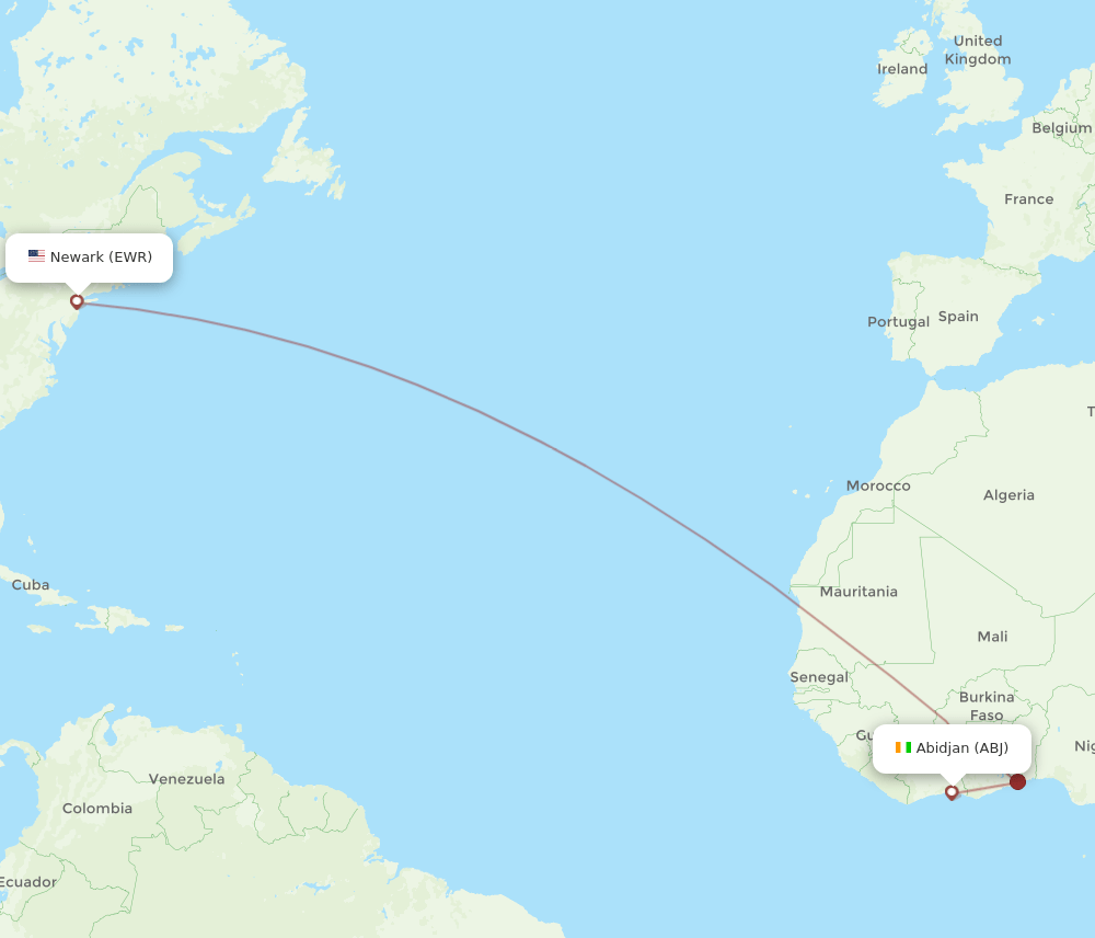 EWR-ABJ flight routes