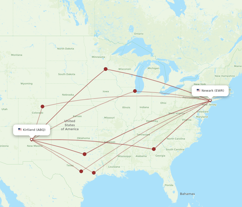 EWR-ABQ flight routes