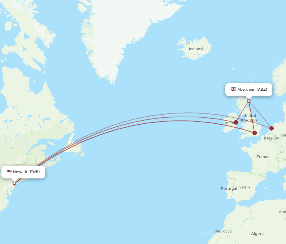 EWR-ABZ flight routes