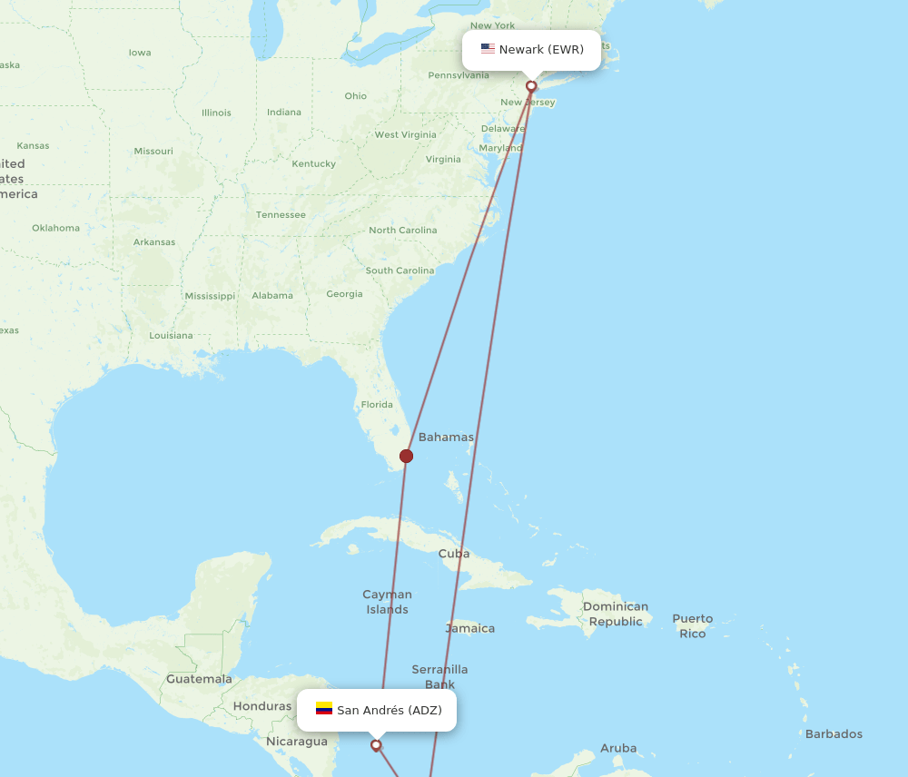 EWR-ADZ flight routes