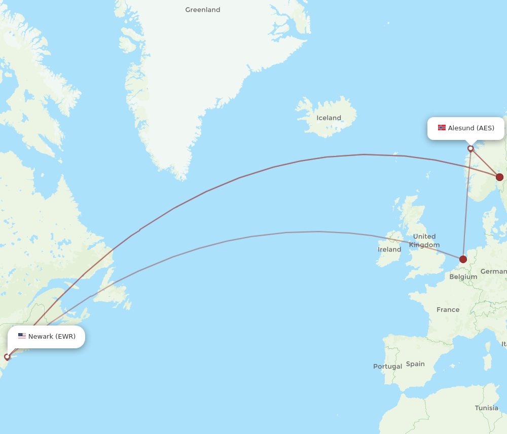 EWR-AES flight routes