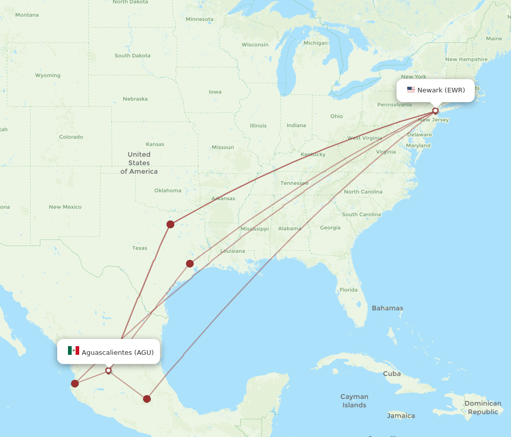 EWR-AGU flight routes