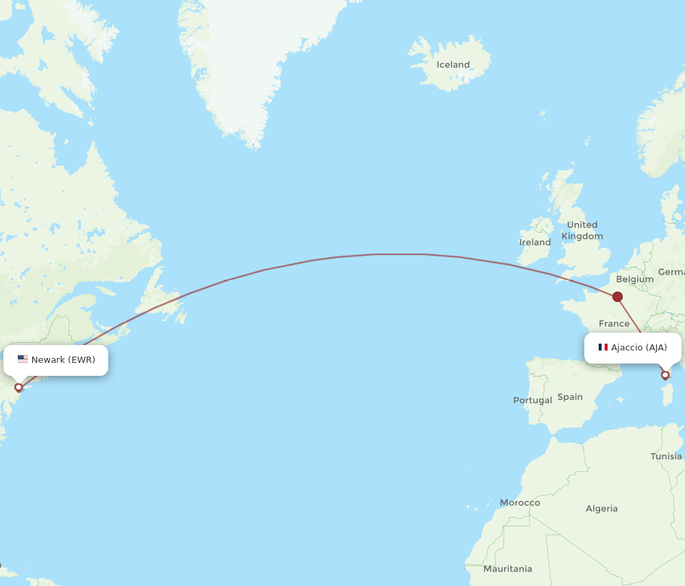 EWR-AJA flight routes