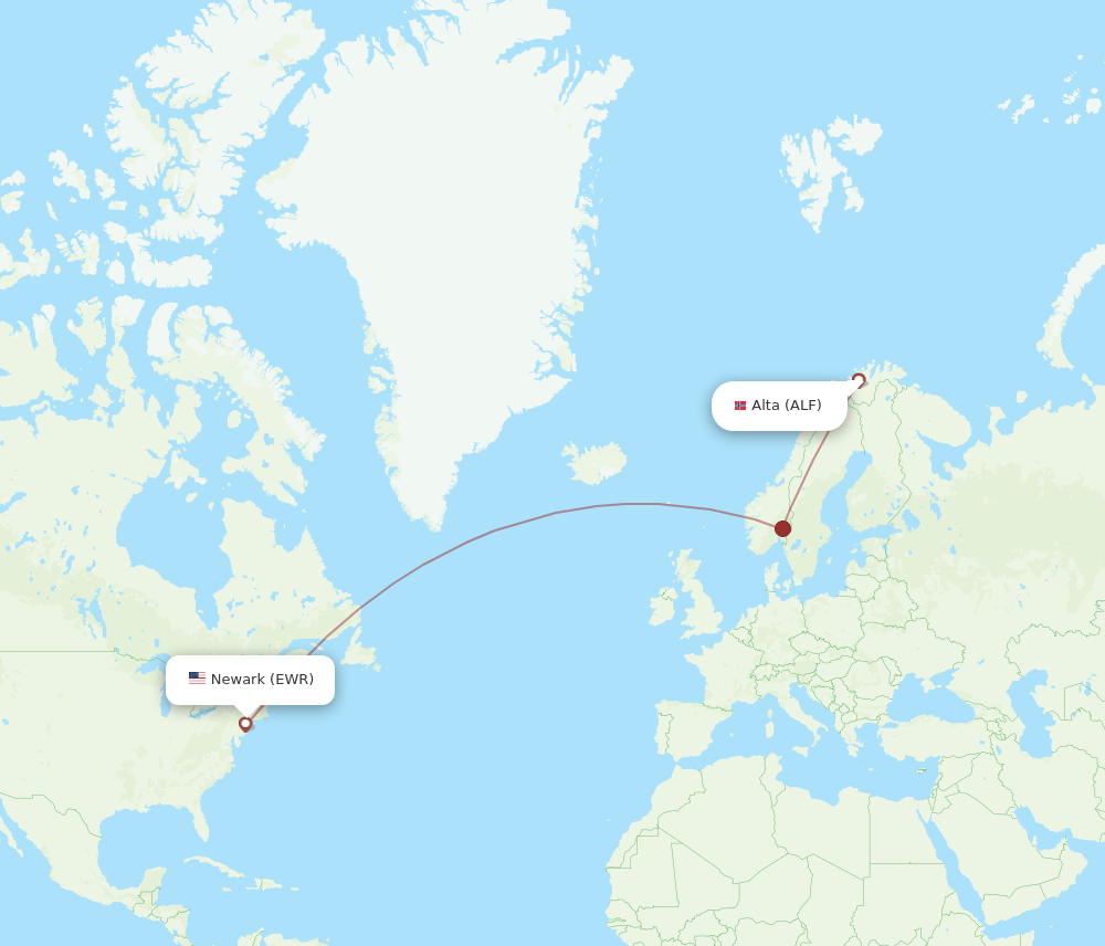 Alta - New York route map and flight paths