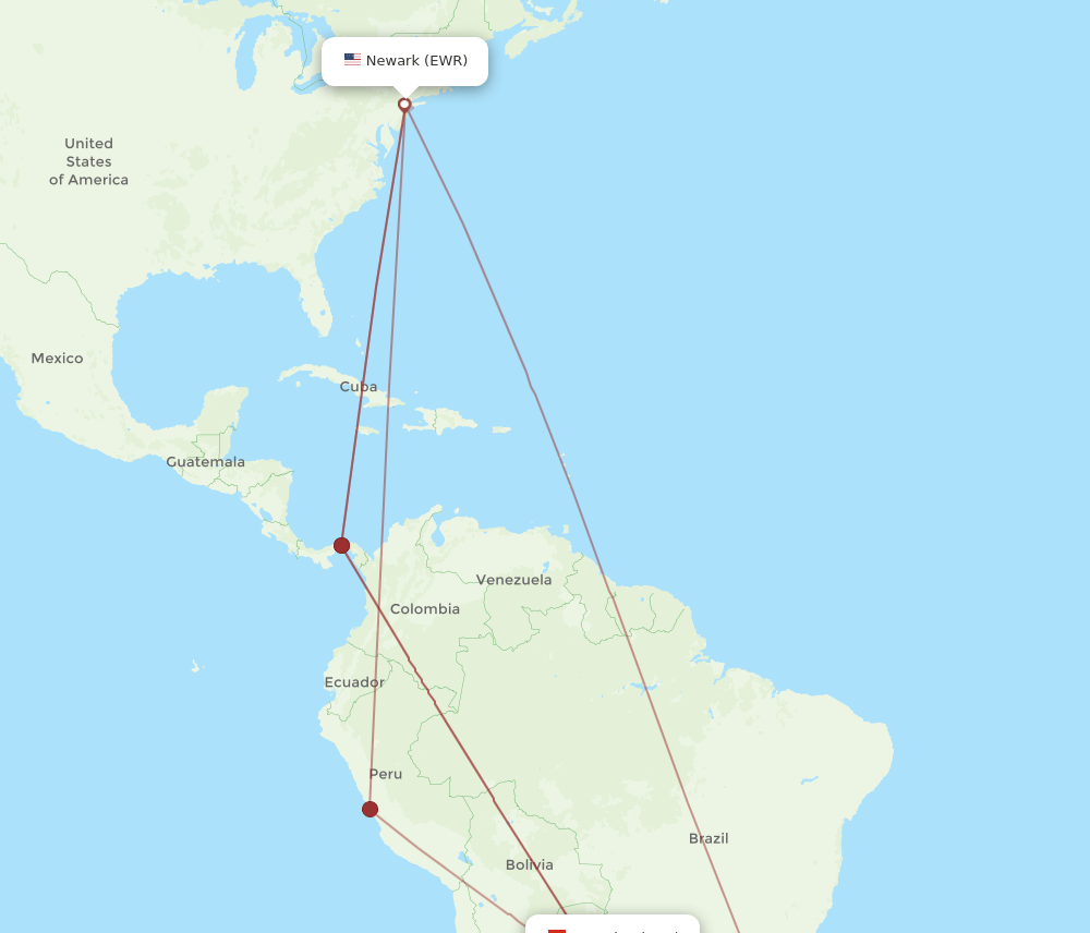 EWR-ASU flight routes
