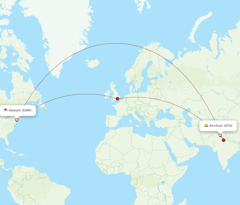 EWR-ATQ flight routes