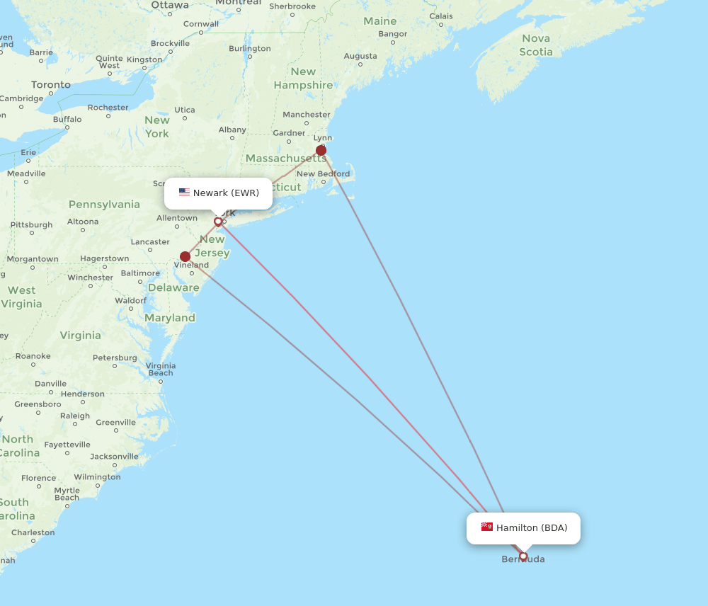 EWR-BDA flight routes