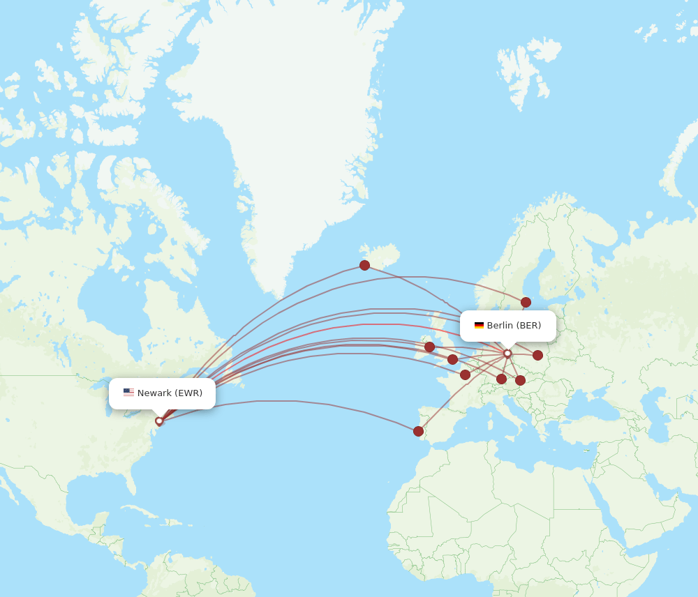 EWR to BER flights and routes map