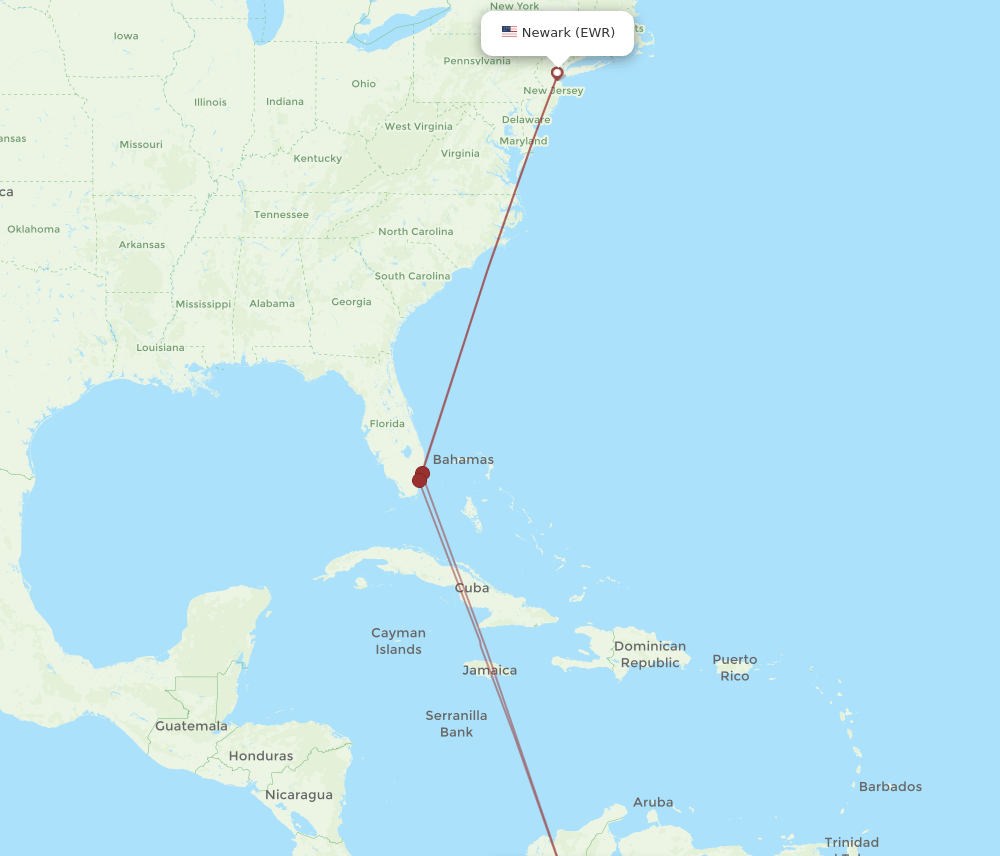 EWR-BGA flight routes