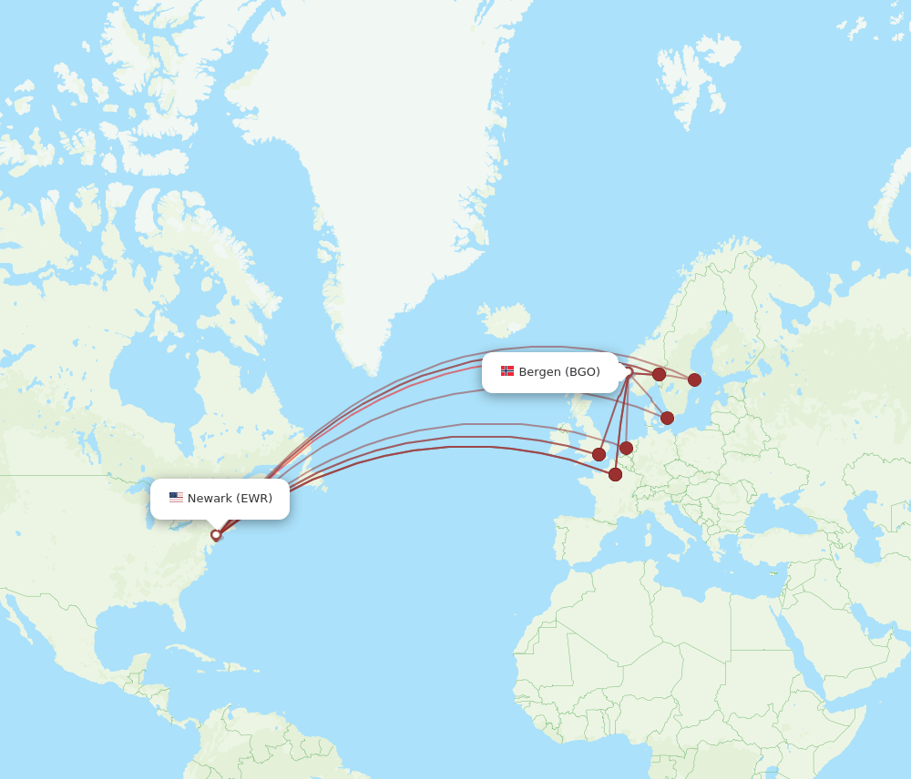 EWR-BGO flight routes