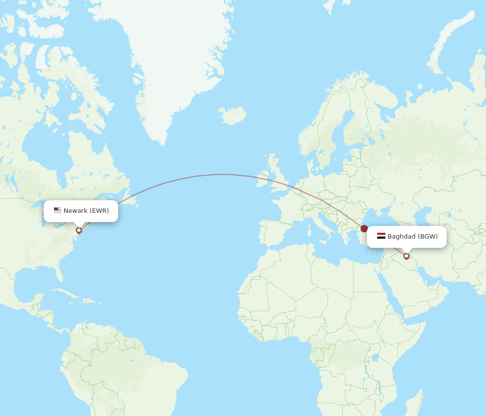 EWR-BGW flight routes