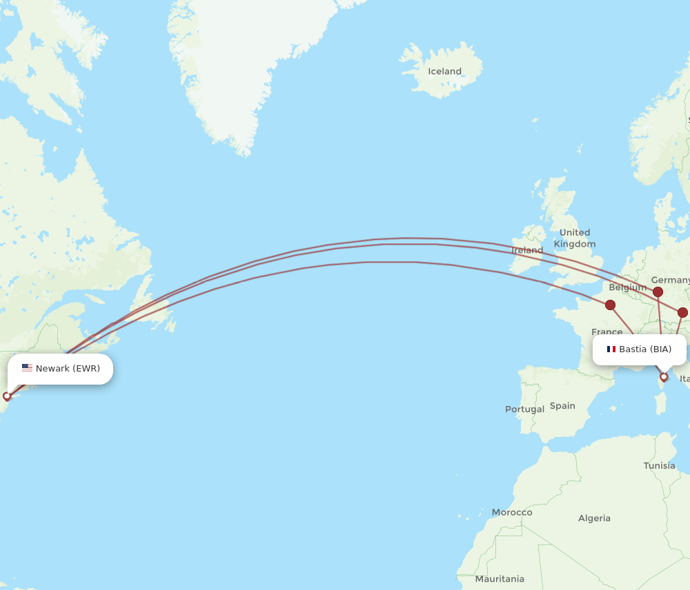 EWR-BIA flight routes