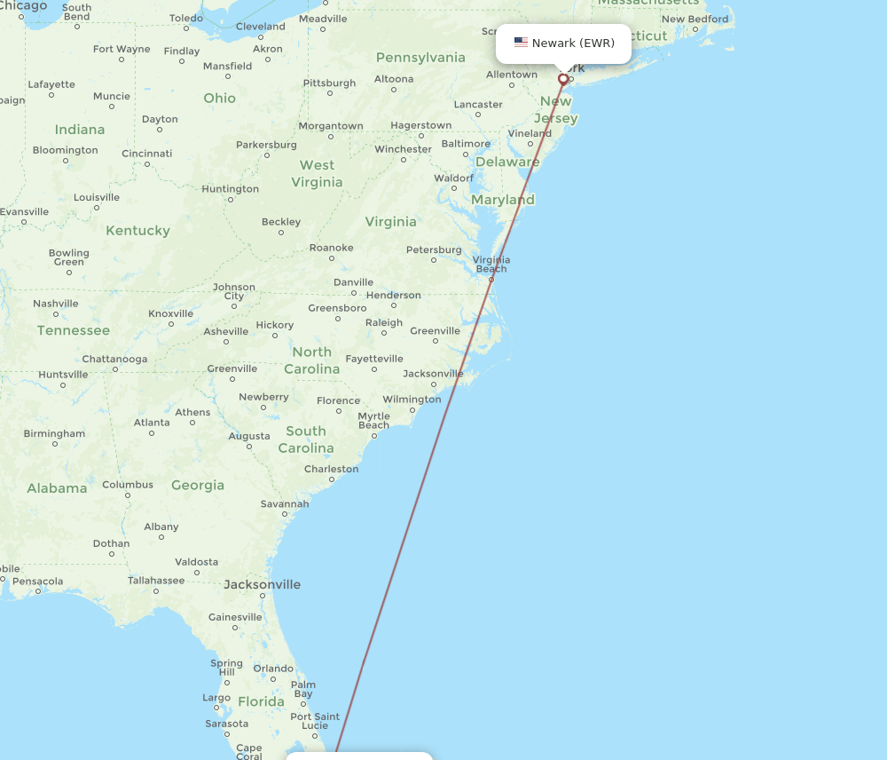 EWR-BIM flight routes