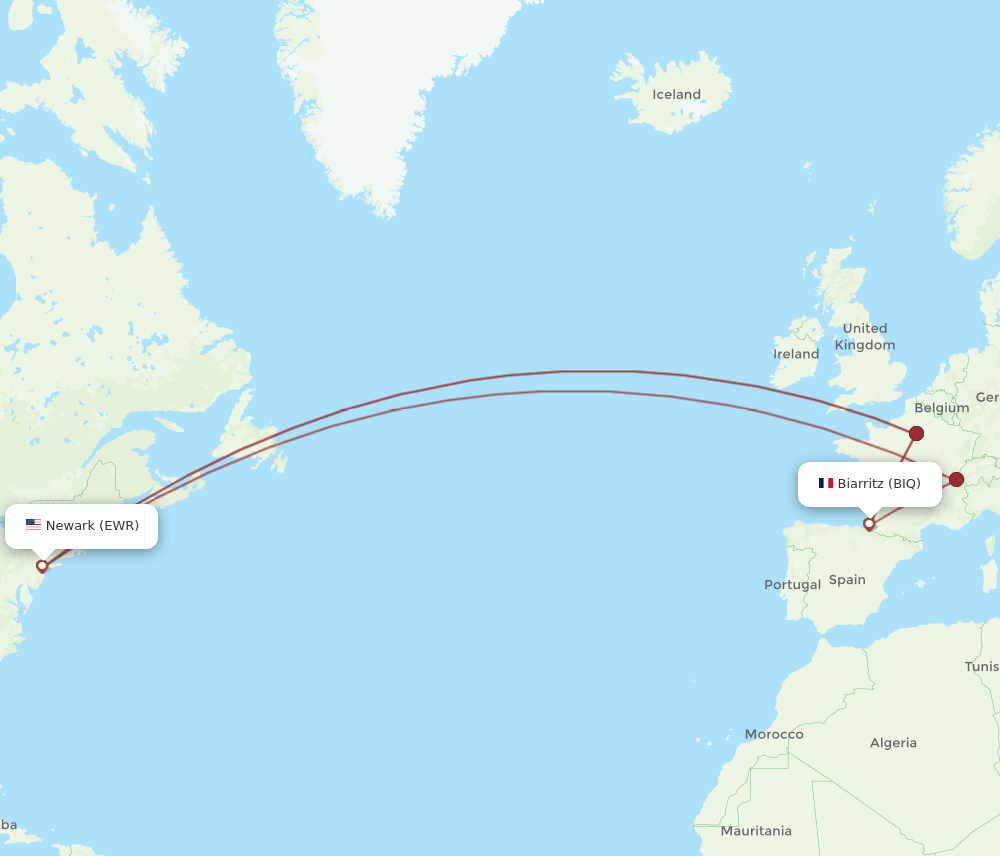 EWR-BIQ flight routes