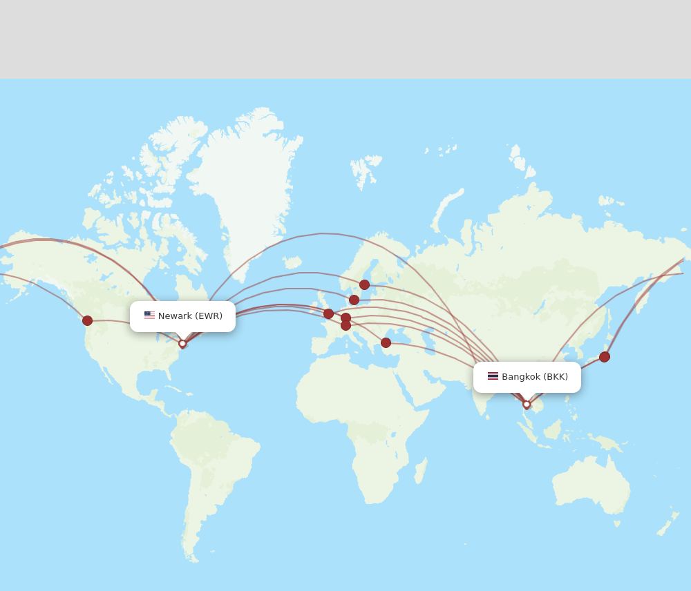 EWR-BKK flight routes