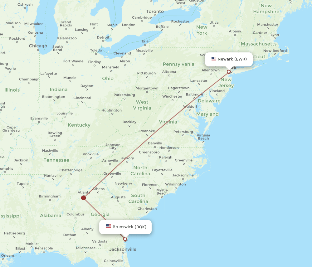 EWR-BQK flight routes