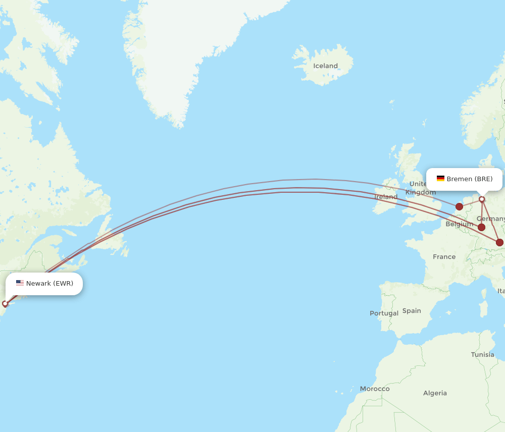 EWR-BRE flight routes