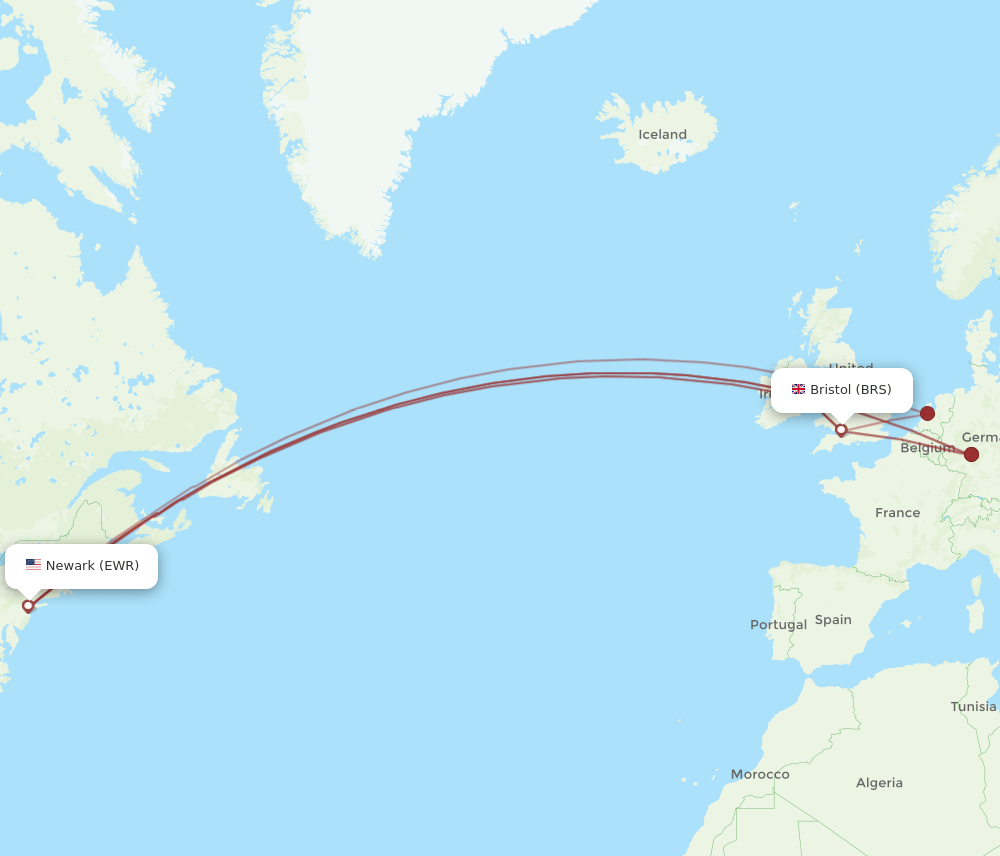 EWR to BRS flights and routes map